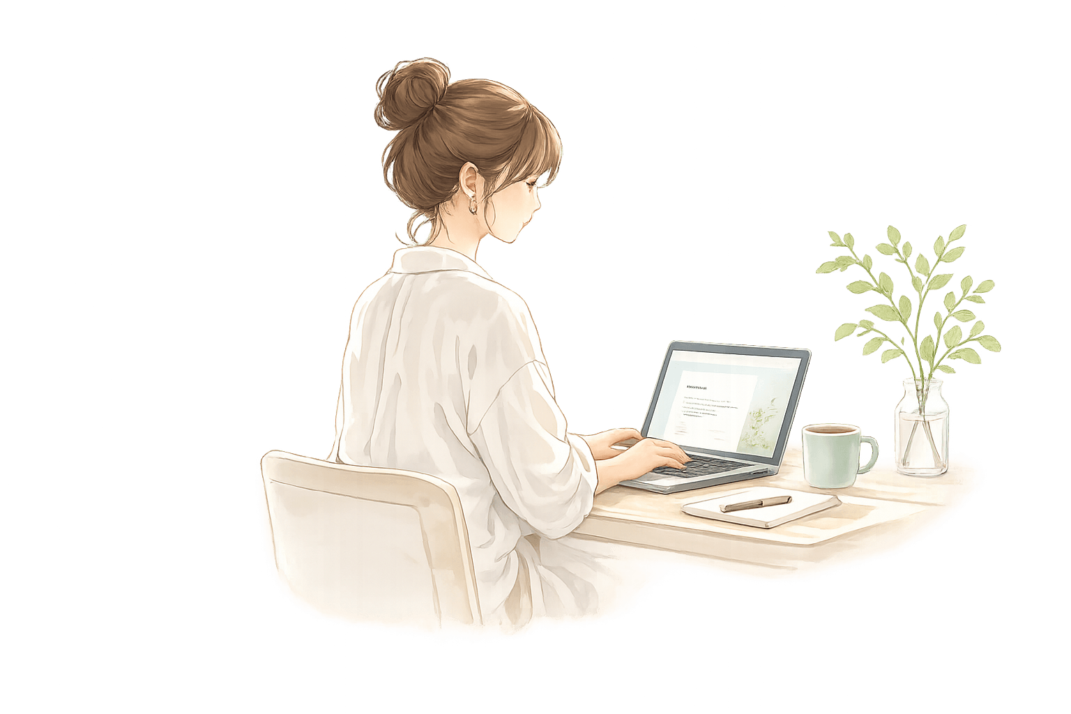フリーランスWebデザイナー・エンジニアが作業するイラスト